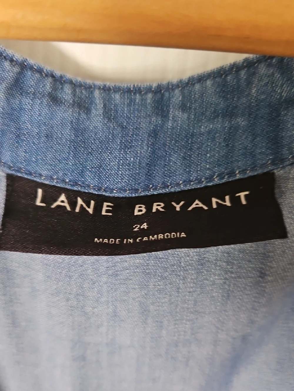 Lane Bryant Light Blue Denim Midi Dress with Front Buttons and Waist Tie 24 - Picture 2 of 5